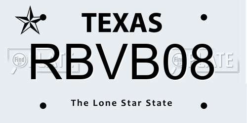 RBVB08 Texas License Plate