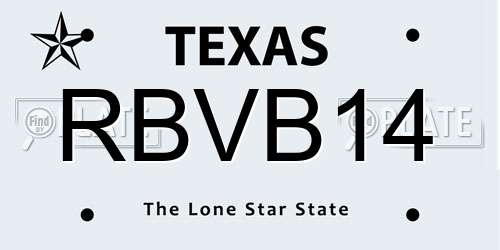RBVB14 Texas License Plate