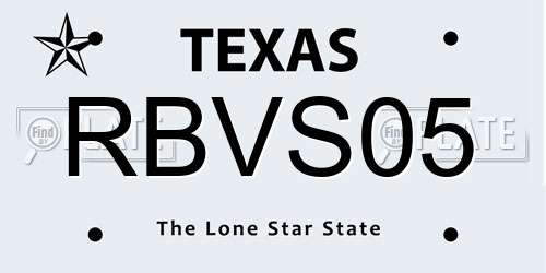 RBVS05 Texas License Plate
