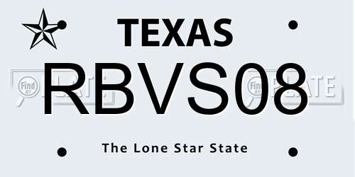 RBVS08 Texas License Plate