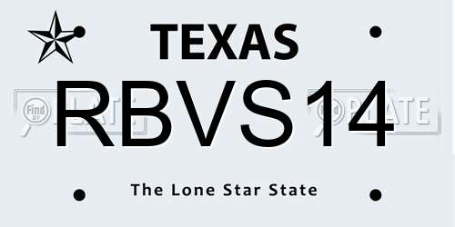 RBVS14 Texas License Plate