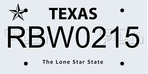 RBW0215 Texas License Plate