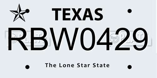RBW0429 Texas License Plate