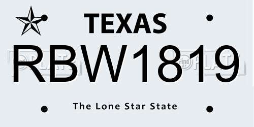 RBW1819 Texas License Plate