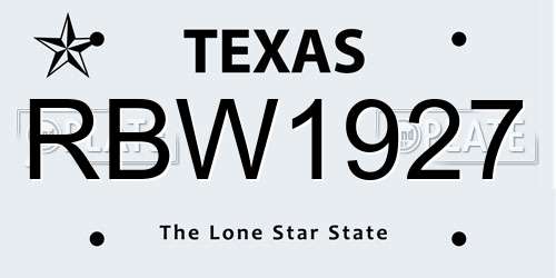RBW1927 Texas License Plate