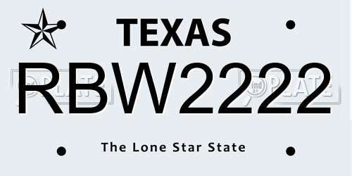 RBW2222 Texas License Plate