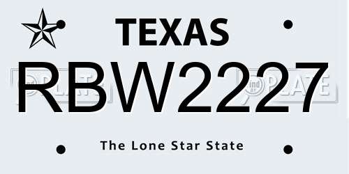 RBW2227 Texas License Plate