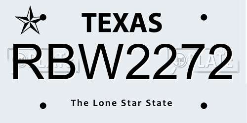 RBW2272 Texas License Plate