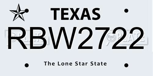 RBW2722 Texas License Plate