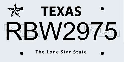 RBW2975 Texas License Plate