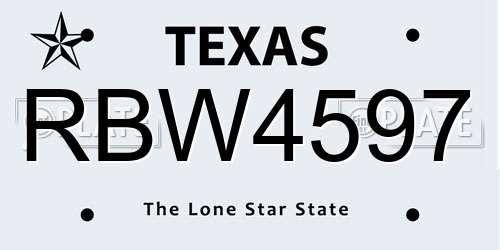 RBW4597 Texas License Plate