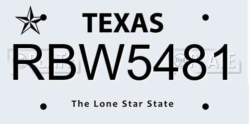RBW5481 Texas License Plate