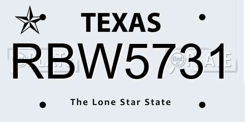 RBW5731 Texas License Plate