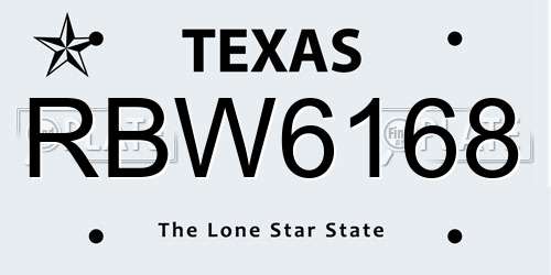 RBW6168 Texas License Plate