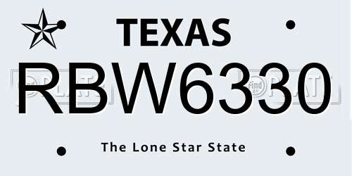 RBW6330 Texas License Plate