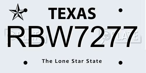 RBW7277 Texas License Plate