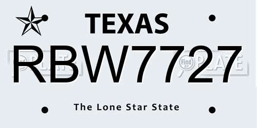 RBW7727 Texas License Plate