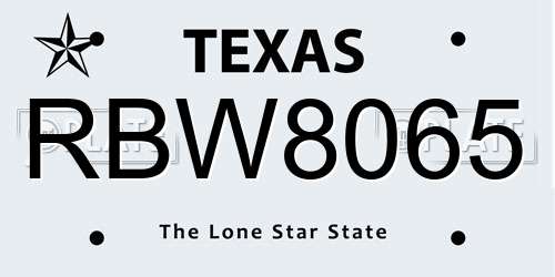 RBW8065 Texas License Plate