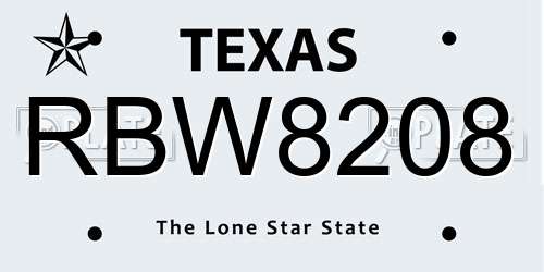 RBW8208 Texas License Plate