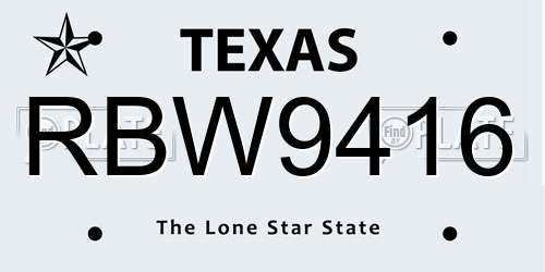 RBW9416 Texas License Plate