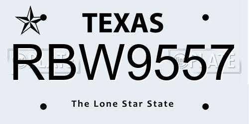 RBW9557 Texas License Plate