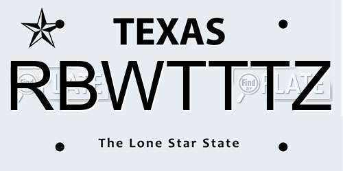 RBWTTTZ Texas License Plate