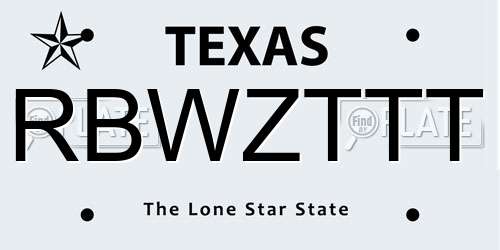 RBWZTTT Texas License Plate