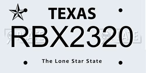 RBX2320 Texas License Plate