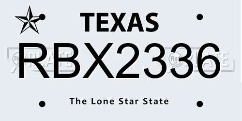 RBX2336 Texas License Plate