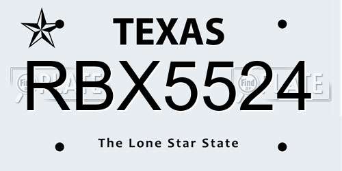 RBX5524 Texas License Plate