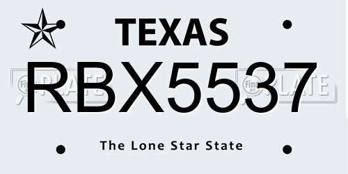 RBX5537 Texas License Plate