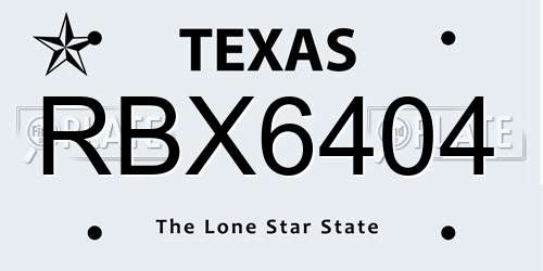 RBX6404 Texas License Plate