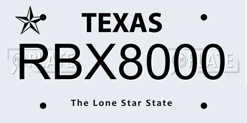 RBX8000 Texas License Plate