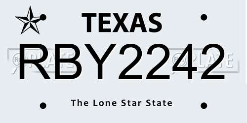 RBY2242 Texas License Plate