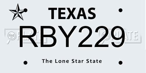 RBY229 Texas License Plate