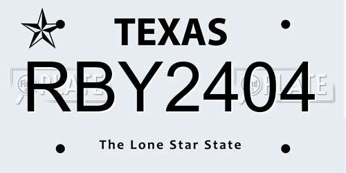 RBY2404 Texas License Plate