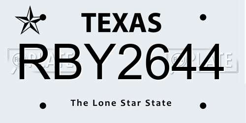 RBY2644 Texas License Plate