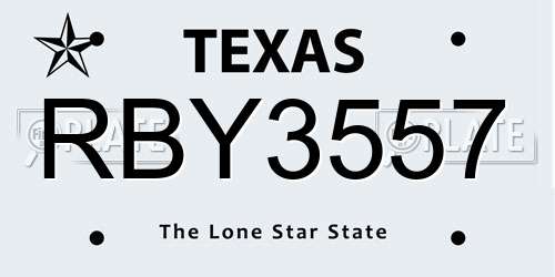 RBY3557 Texas License Plate