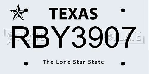 RBY3907 Texas License Plate