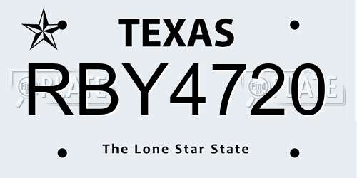 RBY4720 Texas License Plate