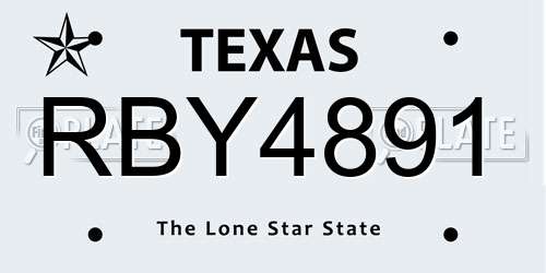 RBY4891 Texas License Plate