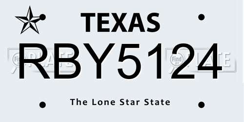 RBY5124 Texas License Plate