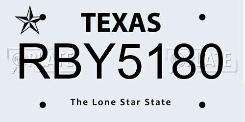 RBY5180 Texas License Plate