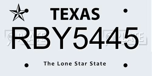 RBY5445 Texas License Plate
