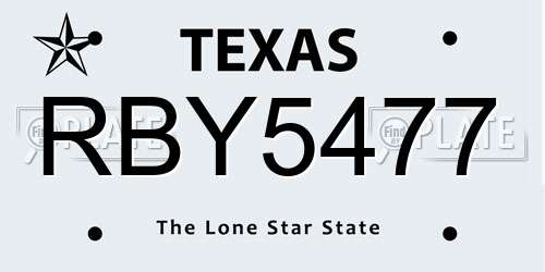 RBY5477 Texas License Plate