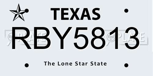 RBY5813 Texas License Plate