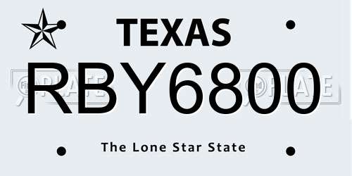 RBY6800 Texas License Plate