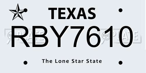 RBY7610 Texas License Plate