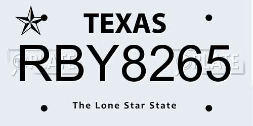 RBY8265 Texas License Plate