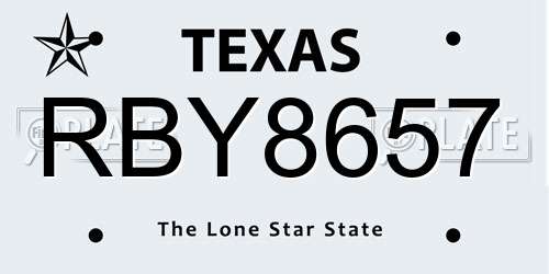 RBY8657 Texas License Plate